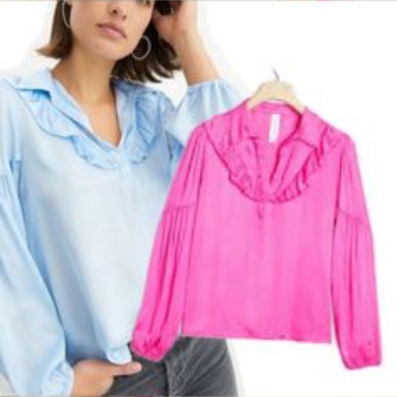 NWT Amadi Lara Anthropologie Pink Ruffle Blouse Top Medium M - Picture 3 of 5